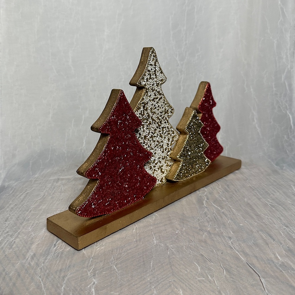 Tribal Design Beaded Christmas Trees Seasonal Holiday Home Decor Table Accent - Picture 3 of 15